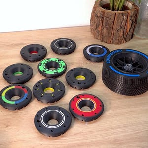 Customizable F1 Tyre, ALL Tems Rim Covers and Nut - 5 VERSIONS - formula 1 race car wheel - grand prix gifts for him - gift for boyfriend