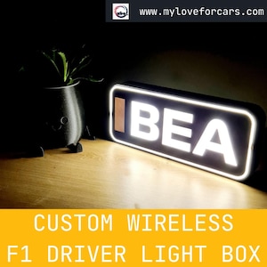 Personalized Haas Oliver Bearman F1 Car Light Box with F1 3 Letter names or Custom -  Fan Gift idea for a birthday - Formula 1 decor for him