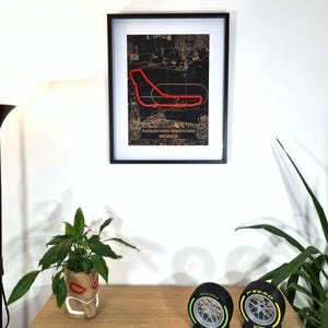 Grand Prix Formule 1 van Monza met houten stadsplattegrond racebaan - ingelijste muurkunst - formule 1-kunst - kerstcadeau voor hem - cadeau vriendje