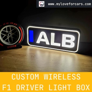 Personalized Williams Alex Albon F1 Car Light Box with F1 3 Letter names or Custom -  Fan Gift idea for a birthday - Formula 1 decor for him