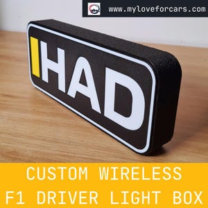 Personalized RB Isak Hadjar F1 Car Light Box with F1 3 Letter names or Custom -  Fan Gift idea for a birthday - Formula 1 decor for him