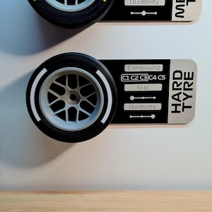 F1 tyres WITH panel - HARD VERSION - formula 1  race car parts - grand prix gifts for him - 3d printed christmas gift for boyfriend