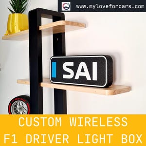 Personalized Williams Carlos Sainz F1 Car Light Box with F1 3 Letter names or Custom -  Fan Gift idea for a birthday - f1 decor for him