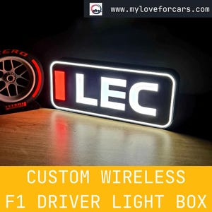 Personalisierte Ferrari Charles Leclerc F1 Auto Light Box mit F1 3 Buchstabennamen - Fan Geschenkidee zum Geburtstag - Formel 1 Dekor für ihn