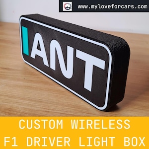 Personalized Mercedes Kimi Antonelli F1 Car Light Box with F1 3 Letter names -  Fan Gift idea for a birthday - Formula 1 decor for him