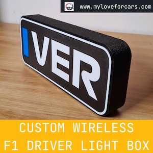 Personalized Redbull Max Verstappen F1 Car Light Box with F1 3 Letter names -  Fan Gift idea for a birthday - Formula 1 decor for him