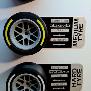 F1 tyres WITH panel - MEDIUM VERSION - formula 1  race car parts - grand prix gifts for him - 3d printed christmas gift for boyfriend