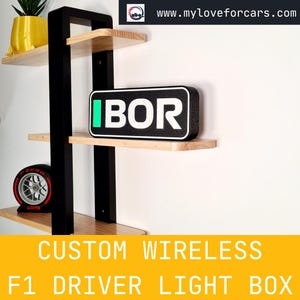 Personalized Sauber Gabriel Bortoletto F1 Car Light Box with F1 3 Letter names -  Fan Gift idea for a birthday - Formula 1 decor for him
