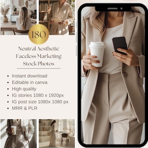 Neutral Faceless Marketing Stock Image Faceless Instagram Reel Cover Stock Photos MRR PLR Digital Products Aesthetic Boho Stock Photos
