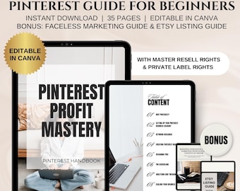 Przewodnik po Pintereście dla początkujących z prawami Master Resell Guide na Pintereście PLR Gotowe dla Ciebie Szablony Canva do marketingu PLR produktów cyfrowych