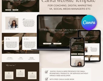 Aesthetic Canva Sales Page Template Coaching Website Template Canva Landing Page Course Creator VA Business Canva One Page Website Template