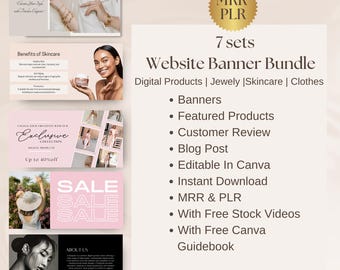 Editable Website Banner Bundle Web Banners Website Template Design Canva Shopify Website Banners Boutique Clothing Digital Products Jewelry