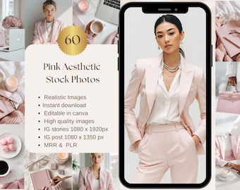 Pink Aesthetic Stock Photos Instagram Reel Cover Social Media Images For Digital Marketing MRR PLR