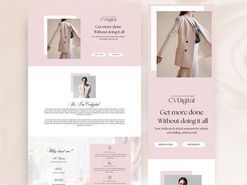 Virtual Assistant Canva Website Template Editable Pink Canva Website ...