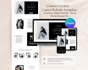 Plantilla de sitio web de Canva Plantilla de página de ventas de estética minimalista Sitio web de Canva editable Página de destino del curso Plantillas de sitios web de portafolio Canva