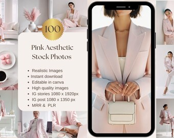 Faceless Aesthetic Stock Photos Girl Boss Pink Instagram Reel Cover Social Media Content Minimal Stock Images Digital Marketing MRR PLR