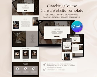 Plantilla de sitio web de Canva, portafolio, plantilla de página de ventas de Canva, sitio web de Canva, página de destino de coaching, creador de cursos, sitio web empresarial de Canva