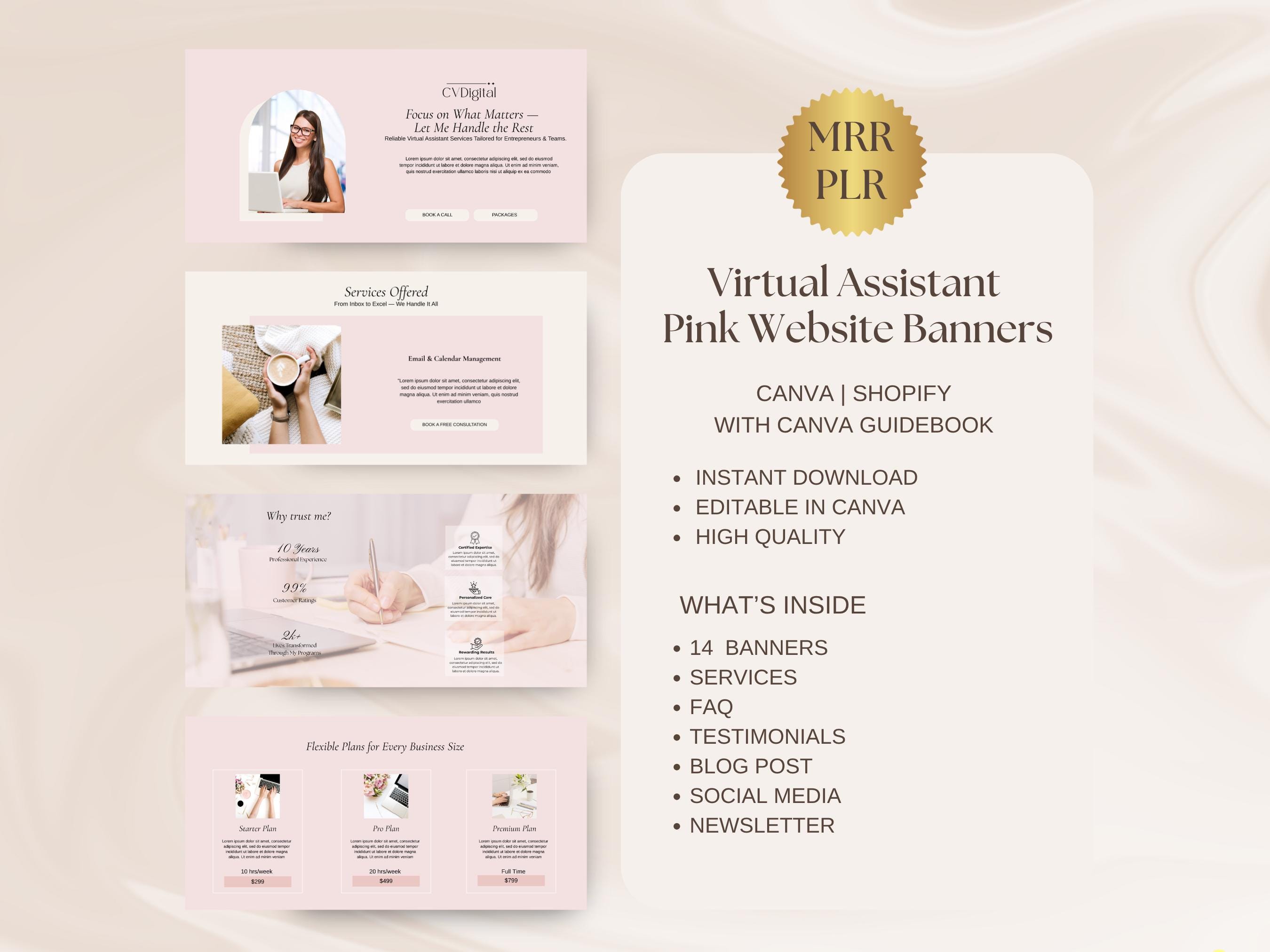 Pink Website Banners Editable in Canva Shopify Banners Website Banners ...