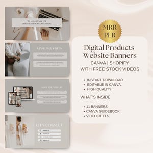 Aesthetic Shopify Website Banners Digital Product Editable Website Banners Canva Templates Website Design Boutique Customizable Banners