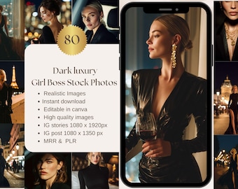 Dark Luxury Girl Boss Stock Photos Instagram Reel Cover Faceless Digital Marketing Aesthetic Black Stock Photos Social Media Content MRR PLR
