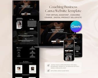 Black Canva Website Template Coaching Website Template Canva Sales Page Template Canva Landing Page Course Creator Business Website Canva