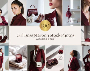 Girl Boss Minimalist Maroon Stock Photos Instagram Reel Cover Luxury Aesthetic Faceless Marketing Images Social Media Stock Photos MRR PLR