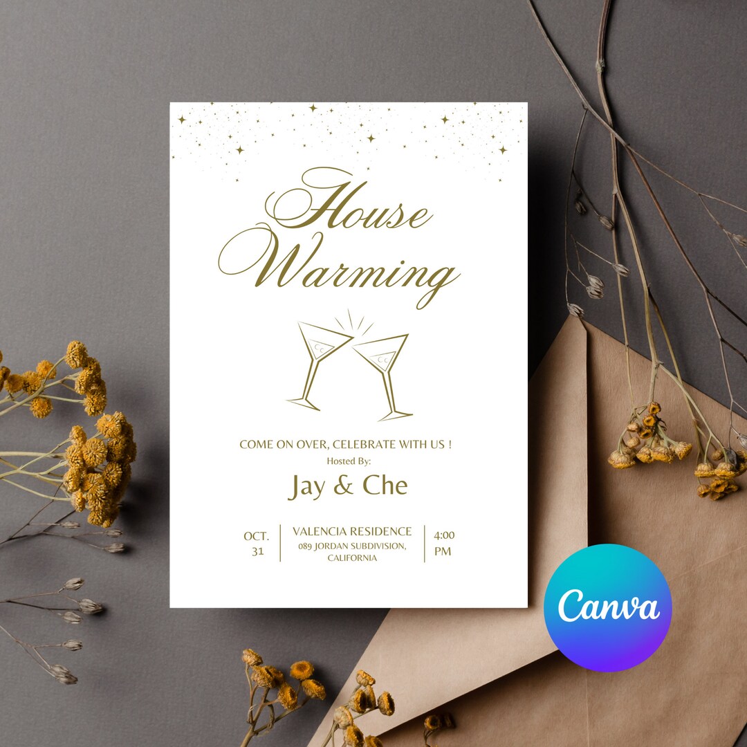 Editable House Warming Party Invitation Template Electronic Home Invite ...