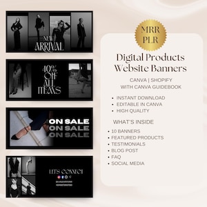 Shopify Website Banners Black Website Templates Canva Web Banners Templates Editable Website Banners Canva Web Template Shopify Store Banner
