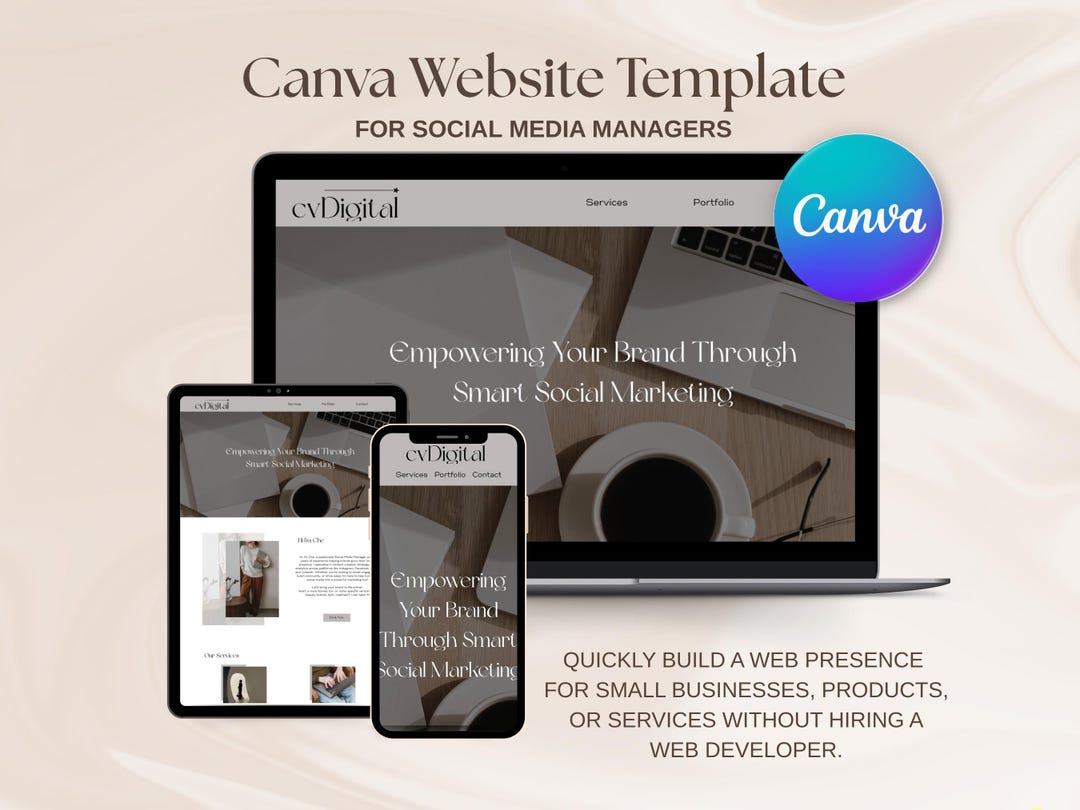 Canva Website Template for Social Media Managers Portfolio Website ...
