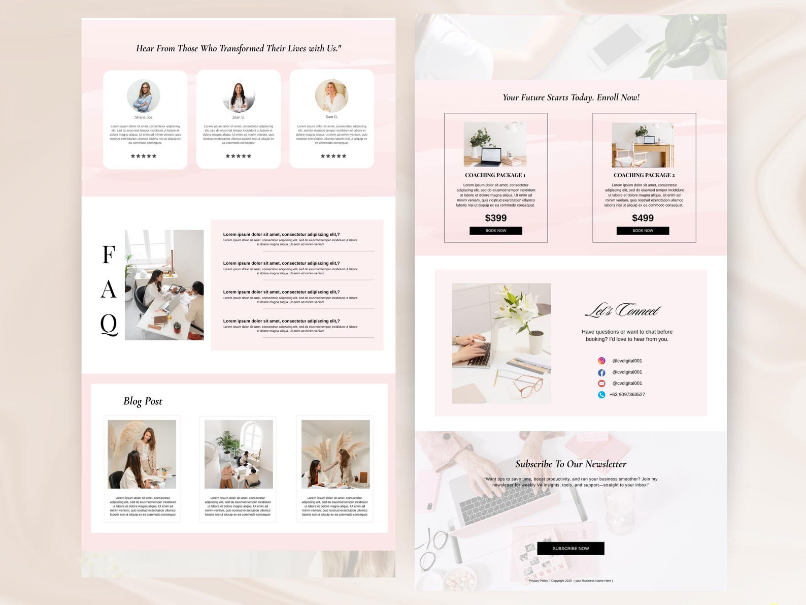 Canva Sales Page Template Landing Page Design Aesthetic Pink Canva ...