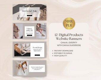 Modelos de Banners para Sites Shopify, Banners para Web Canva, Modelos Canva, Design de Sites, Banners para Web Faça Você Mesmo, Modelos de Design de Sites para Produtos Digitais