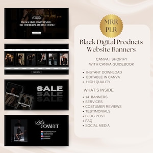 以下が含まれることがあります： 「SALE」と「Let's Connect」の文字が入った黒いデジタル製品のウェブサイトバナー。画像には「無限の可能性を解き放ち、今すぐデジタル製品をお試しください！」と「即時ダウンロード」の文字が含まれています。