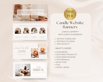Banners do Canva para Sites, Banner Estético para Shopify, Modelo de Site Editável, Banner para Site Shopify, Banners para Sites Shopify, Modelo do Canva para Shopify, Tema de Velas para Shopify