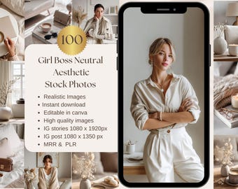Neutral Aesthetic Faceless Marketing Stock Photos For Instagram Reel Cover Girl Boss Digital Marketing Business Stock Images MRR PLR