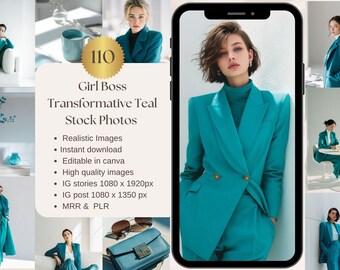 Stock Photos Girl Boss Minimalist Instagram Reel Cover Transformative Teal Stock Photos Faceless Digital Marketing Social Media Images MRR