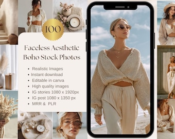 Faceless Stock Photos Aesthetic Boho Instagram Reel Cover Neutral Social Media Content For Digital Marketing Girl Boss Stock Images MRR PLR