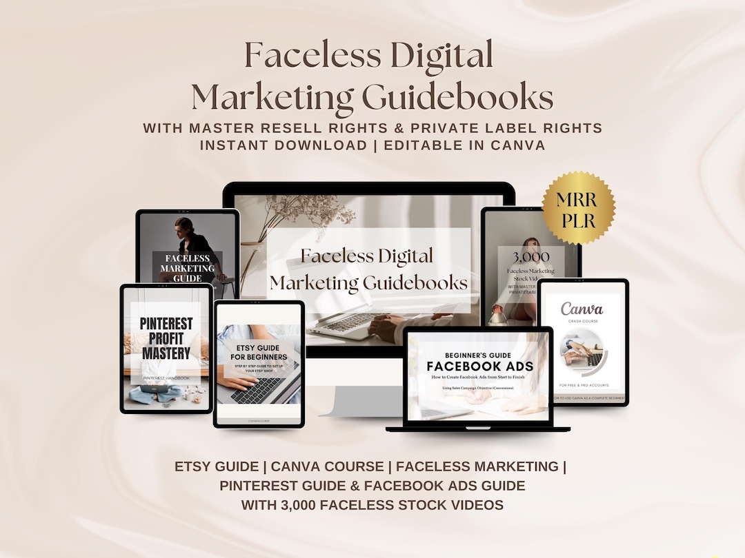 Faceless Digital Marketing Guide Bundle Template PLR Digital Product Bundle Master Resell Rights ...