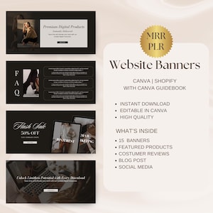 Shopify Website Banners Editable In Canva Template Website Header For Shopify DIY Banners Digital Product Editable Banners For Shopify Theme