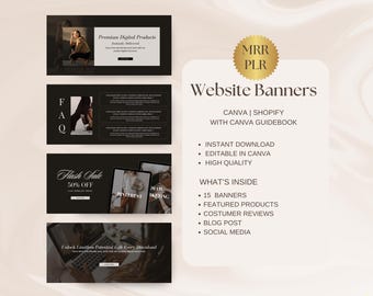 Shopify Website Banners Editable In Canva Template Website Header For Shopify DIY Banners Digital Product Editable Banners For Shopify Theme