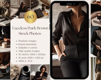 Faceless Stock Photos Dark Brown Instagram Reel Cover For Social Media Content Girl Boss Digital Marketing Images MRR PLR