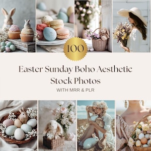 Påskdagen Boho Estetiska Stockfoton Vår Instagram Reel Cover Post Ansiktslösa Marknadsföringsbilder MRR PLR