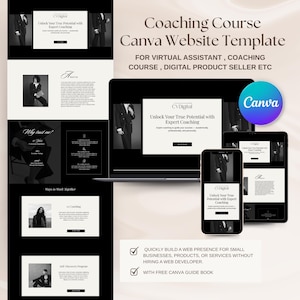 Black Canva Website Template Canva Website Portfolio Website Canva Sales Page Template Canva Coaching Website Design Canva Landing Page