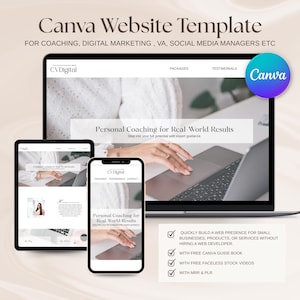Canva Website Template Aesthetic Canva Sales Page Template Coaching Course Landing Page Course Creator Sales Funnel One Page Canva Website