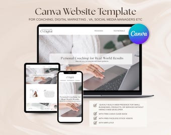 Canva Website Template Aesthetic Canva Sales Page Template Coaching Course Landing Page Course Creator Sales Funnel One Page Canva Website