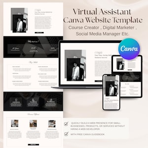 Aesthetic Canva Website Template Editable In Canva Sales Page Template Canva Landing Page Virtual Assistant Portfolio Website Template Canva