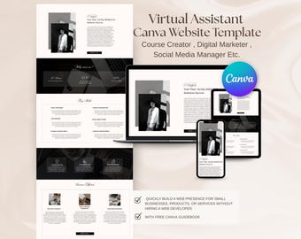 Modello di sito Web estetico Canva modificabile in Canva Modello di pagina di vendita Canva Landing page Canva Modello di sito Web portfolio assistente virtuale Canva
