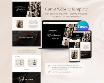 Canva Website Template Editable Black Beige Canva Website Template Canva Landing Page Portfolio Canva Website Sales Page Template Canva