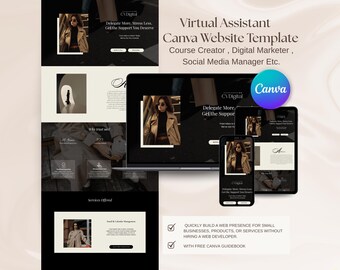 Black Canva Website Template Canva Aesthetic Sales Page Template Canva Sales Funnel Virtual Assistant Coaching Website Templates Design