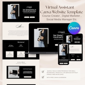 Canva Website Template Black Aesthetic Canva Landing Page Virtual Assistant Sales Page Template Canva Portfolio Template Website Design