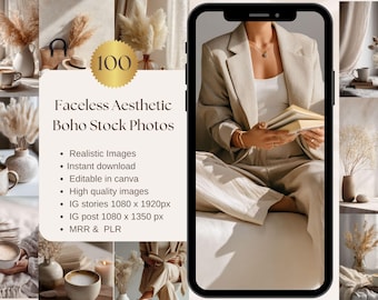 Faceless Aesthetic Boho Stock Photos Bundles Instagram Reel Cover For Digital Marketing Social Media Content MRR PLR Digital Product